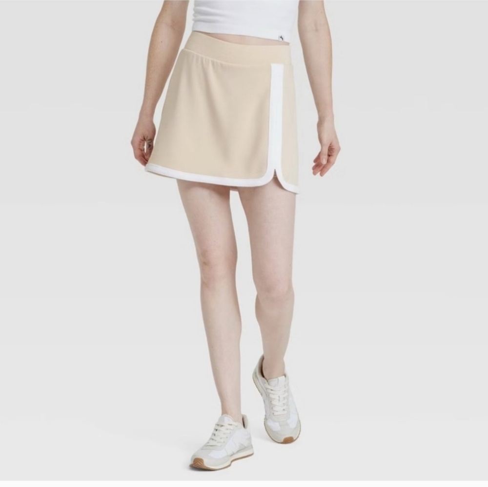 🆕Joylab Women's Knit Piped High-Rise Skort w/  Pockets ~ Almond White